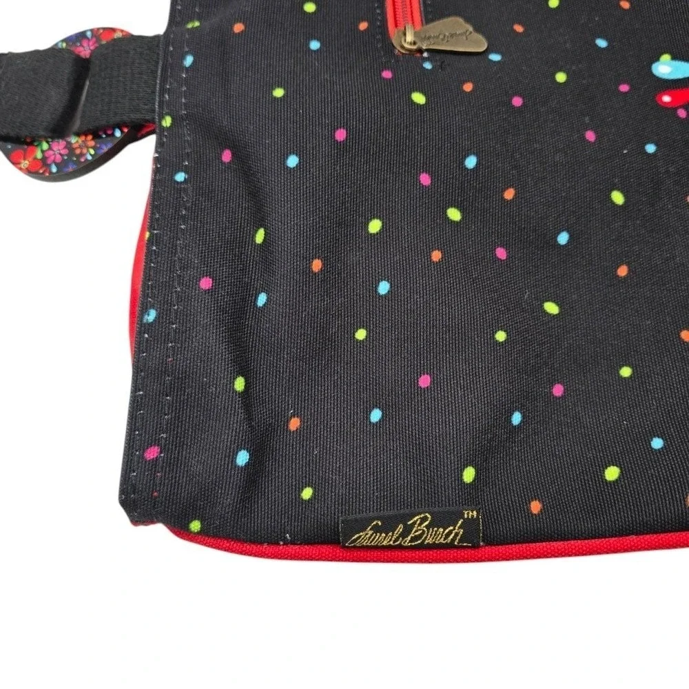 Laurel Burch Large Tote Bag 21x15x6.5 Cat Floral Canvas Black Multi Zip Pocket